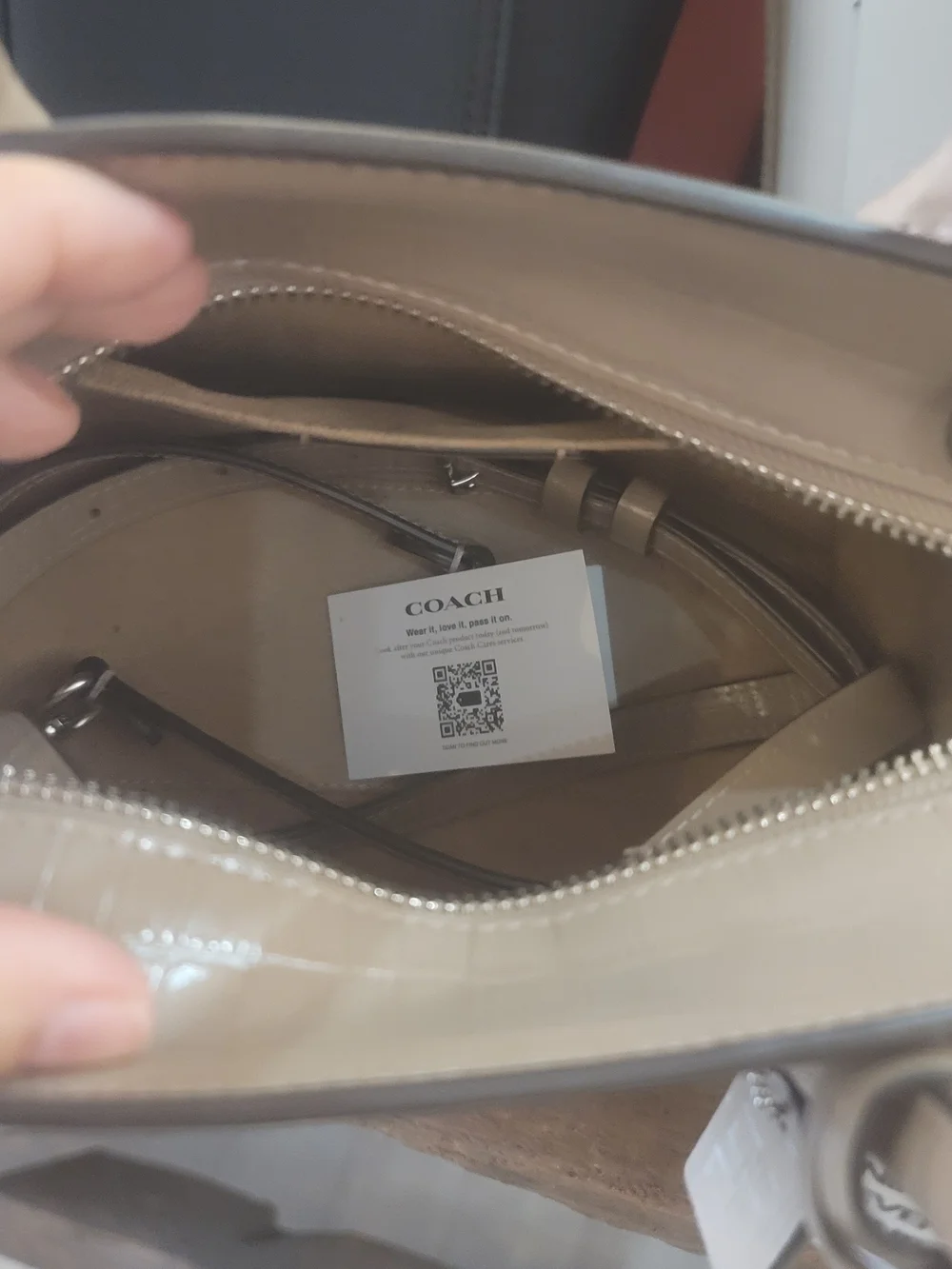 COACH Pebbled Leather Satchel in Light Beige ,  Matching Wallet Andrea Carryall